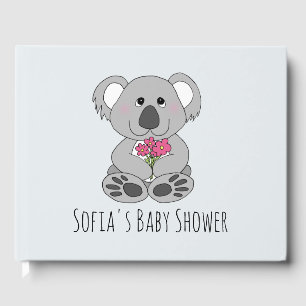 Niedlicher Koala Bären Cartoon und Name Baby Dusch Gästebuch