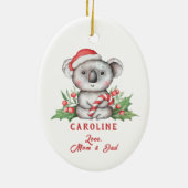 Niedlicher Koala Bear Candy Cane Kids Keramik Ornament (Hinten)
