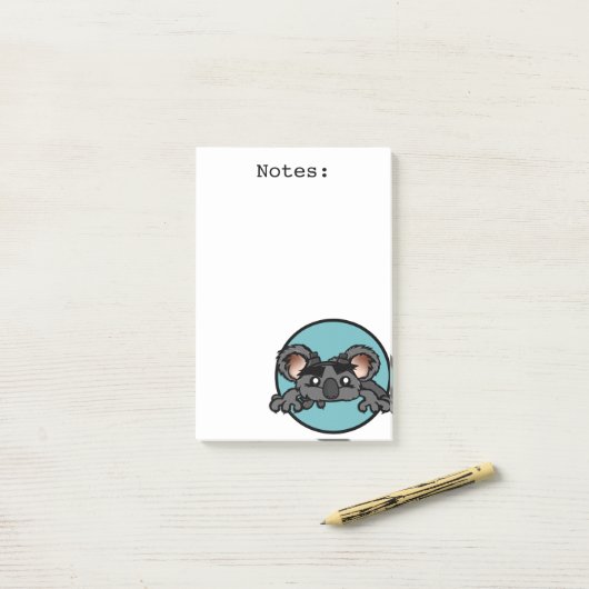 NIEDLICHER KOALA BEAR GRAFIK POST-IT NOTEPAD KLEBEZETTEL (Auf Schreibtisch)