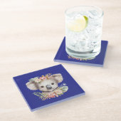 Niedlicher Koala Blau Glasuntersetzer (Schrägansicht)