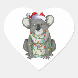 Niedlicher Koala im Weihnachtslicht Herz-Aufkleber