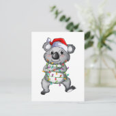 Niedlicher Koala im Weihnachtslicht Postkarte (Stehend Vorderseite)