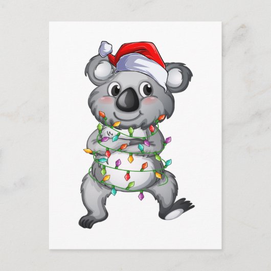 Niedlicher Koala im Weihnachtslicht Postkarte (Vorderseite)