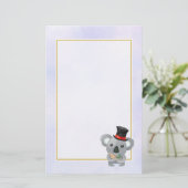 Niedlicher Koala in einem schwarzen Top Hat Briefpapier (Stehend Vorderseite)