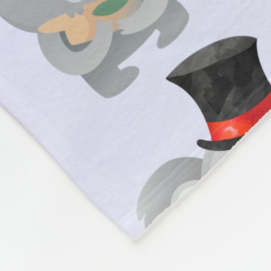 Niedlicher Koala in einem schwarzen Top Hat Fleecedecke (Ecke)