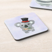Niedlicher Koala in einem schwarzen Top Hat Getränkeuntersetzer (Linke Seite)