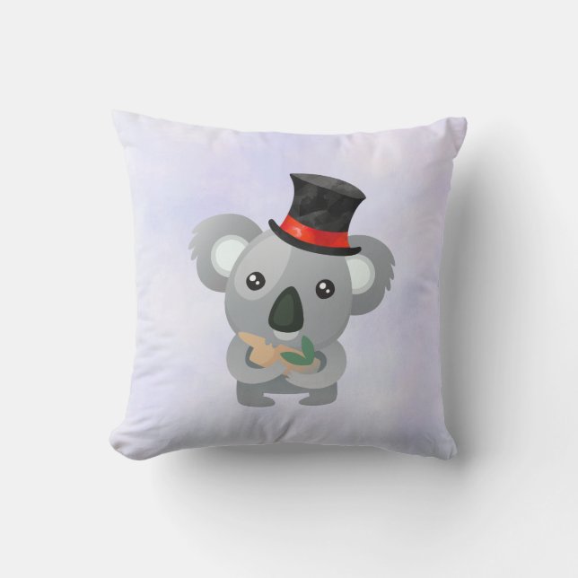 Niedlicher Koala in einem schwarzen Top Hat Kissen (Vorderseite)