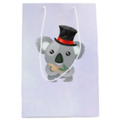 Niedlicher Koala in einem schwarzen Top Hat Mittlere Geschenktüte (Vorderseite)
