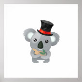 Niedlicher Koala in einem schwarzen Top Hat Poster (Vorne)