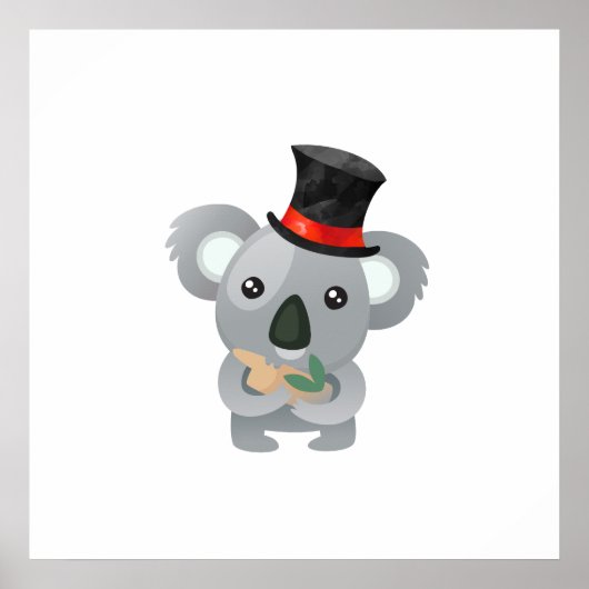 Niedlicher Koala in einem schwarzen Top Hat Poster (Vorne)