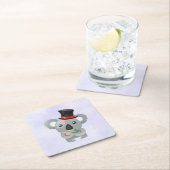 Niedlicher Koala in einem schwarzen Top Hat Rechteckiger Pappuntersetzer (Vor Ort)