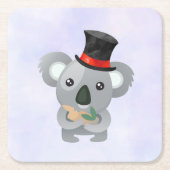 Niedlicher Koala in einem schwarzen Top Hat Rechteckiger Pappuntersetzer (Vorderseite)