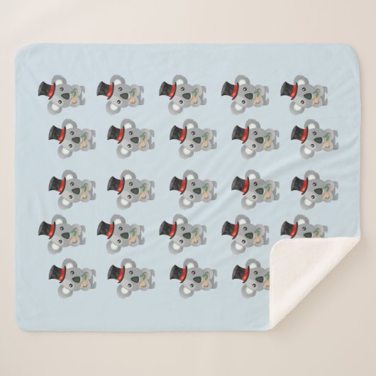 Niedlicher Koala in einem schwarzen Top Hat Sherpadecke (Vorderseite (Horizontal))