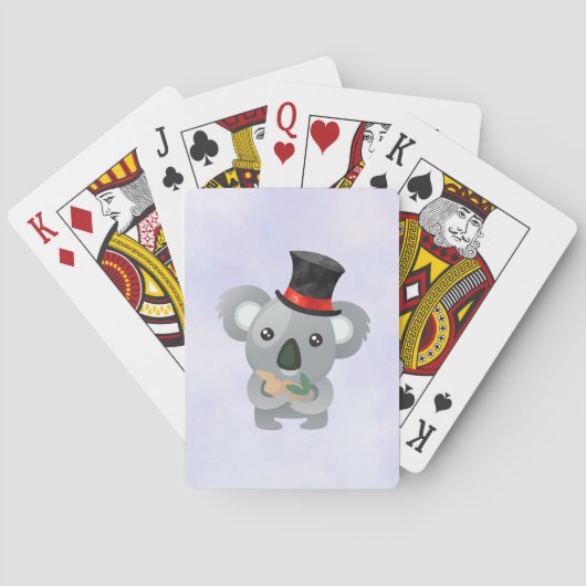 Niedlicher Koala in einem schwarzen Top Hat Spielkarten (Rückseite)