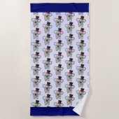 Niedlicher Koala in einem schwarzen Top Hat Strandtuch (Vorderseite)