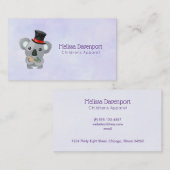 Niedlicher Koala in einem schwarzen Top Hat Visitenkarte (Vorne/Hinten)