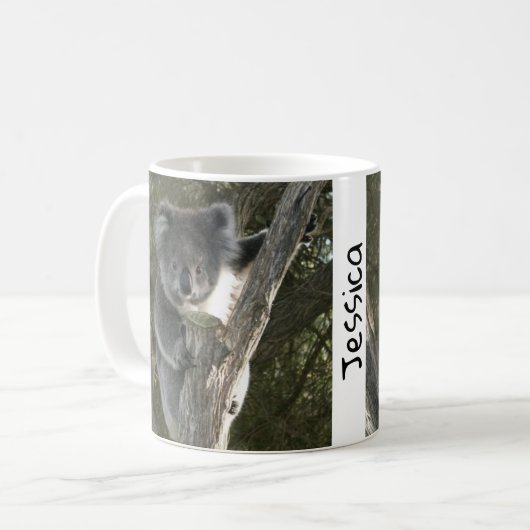 Niedlicher Koala Klettern einer Baumkaffee-Tasse Kaffeetasse (Vorderseite Links)