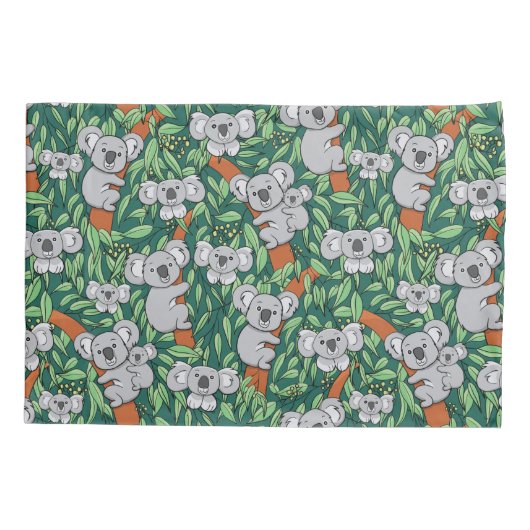 Niedlicher Koala-Musterjäger Grün Kissenbezug (Rückseite)