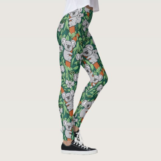 Niedlicher Koala-Musterjäger Grün Leggings (Rechts)