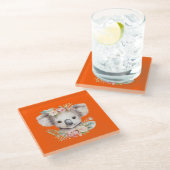 Niedlicher Koala Orange Glasuntersetzer (Schrägansicht)
