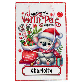 Niedlicher Koala Weihnachten Personalisierter Name Mittlere Geschenktüte