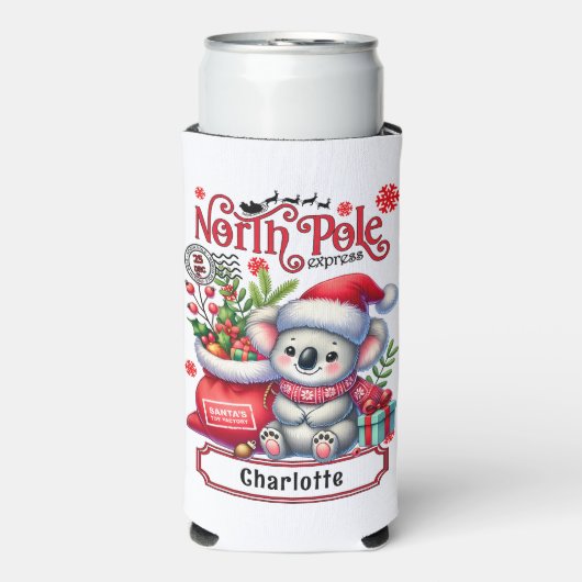 Niedlicher Koala Weihnachten Personalisierter Name Selters Dosenkühler (Seltzer Vorderseite)