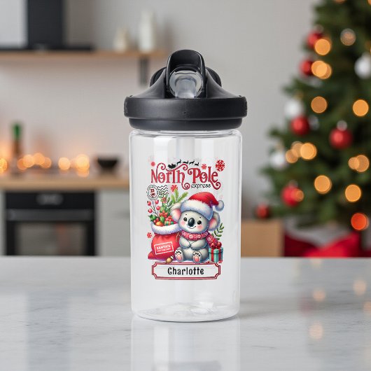 Niedlicher Koala Weihnachten Personalisierter Name Trinkflasche