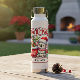 Niedlicher Koala Weihnachten Personalisierter Name Trinkflasche