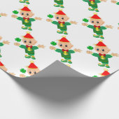 Niedlicher Kobold mit Klee Geschenkpapier (Ecke)