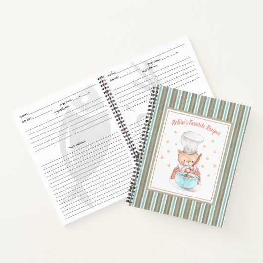 Niedlicher Koch Bärenfarbe Notizblock (Innenseite)