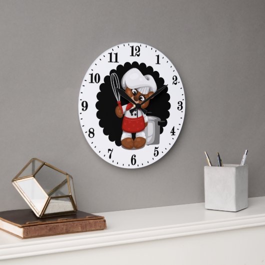 Niedlicher Koch Große Wanduhr (Büro)