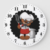 Niedlicher Koch Große Wanduhr (Vorderseite)