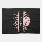 Niedlicher Koch-Hut Button-Roller Pink Schwarz Geschirrtuch (Horizontal)