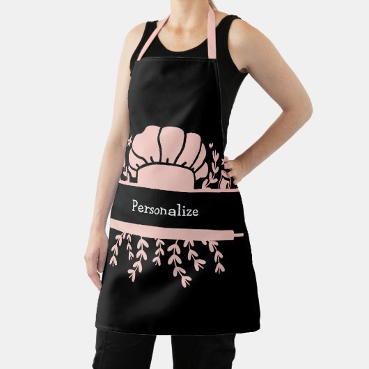 Niedlicher Koch-Hut Button-Roller Pink Schwarz Schürze (InSitu)