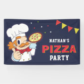 Niedlicher Koch Kids Pizza Geburtstagsparty Banner (Horizontal)