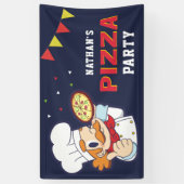 Niedlicher Koch Kids Pizza Geburtstagsparty Banner (Vertikal)