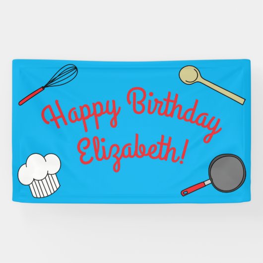 Niedlicher Koch Kochen Kinder 1 Geburtstag Party Banner (Horizontal)