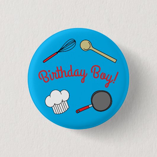 Niedlicher Koch Kochen Kinder 1 Geburtstag Party Button (Vorderseite)