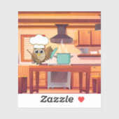 Niedlicher Koch Kuchen Kochen in Küche Aufkleber (Blatt)