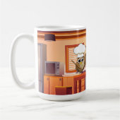 Niedlicher Koch Kuchen Kochen in Küche Kaffeetasse (Links)