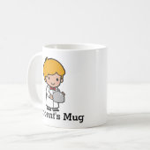 Niedlicher Koch mit Bow-Krawatte und Serviertablet Kaffeetasse (Vorderseite Links)