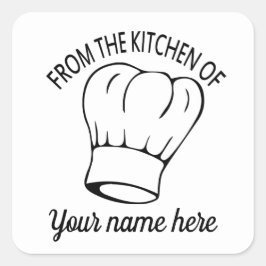 Niedlicher Koch mit Namensaufkleber Quadratischer Aufkleber