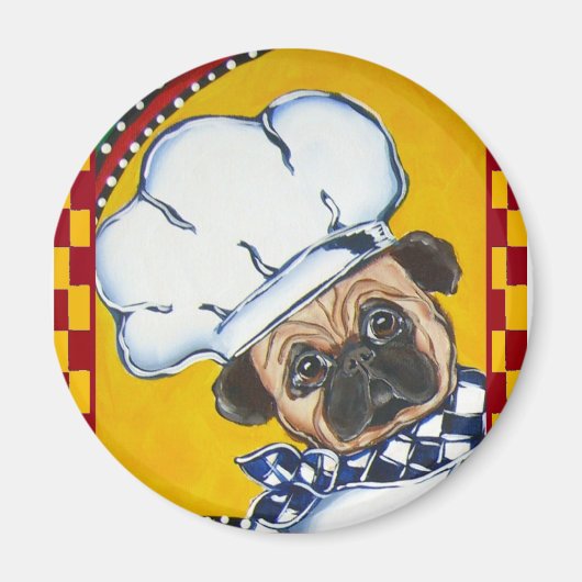 Niedlicher Koch Mops Magnet (Vorne)