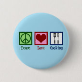 Niedlicher Koch Peace Liebe Kochen Utensitäten Button (Vorderseite)