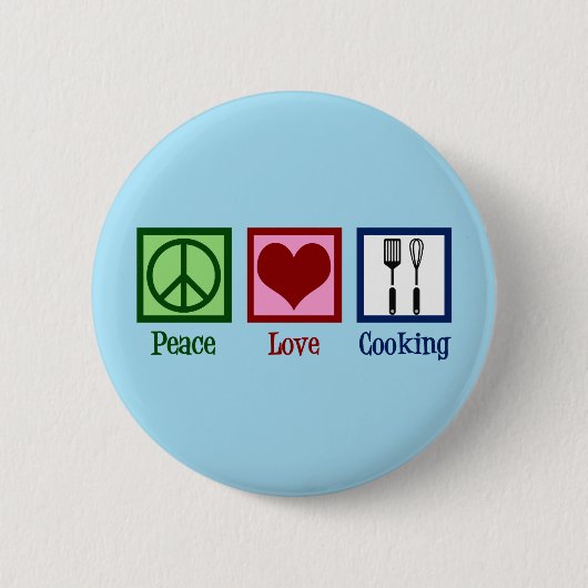 Niedlicher Koch Peace Liebe Kochen Utensitäten Button (Vorderseite)