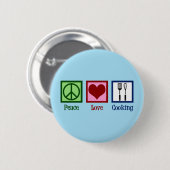 Niedlicher Koch Peace Liebe Kochen Utensitäten Button (Vorne & Hinten)