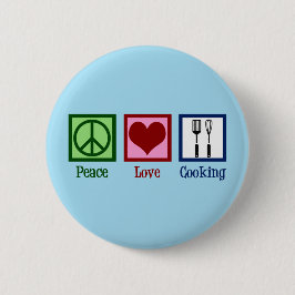 Niedlicher Koch Peace Liebe Kochen Utensitäten Button