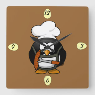 Niedlicher Koch Pinguin - Uhr