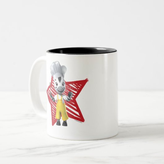 Niedlicher kochender JungeZebra ZOU Zweifarbige Tasse (Vorderseite Links)