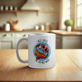 Niedlicher Koi-Karpfen Ich brauche Kaffee wie Fisc Kaffeetasse